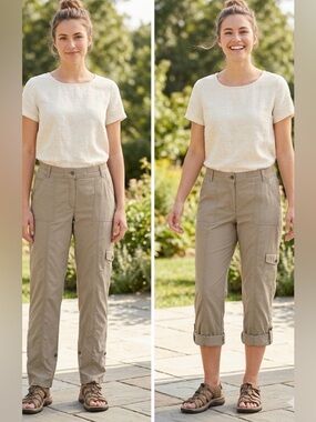 Chico light olive green pants/capri(roll up tabs) size 16 Chico size 3